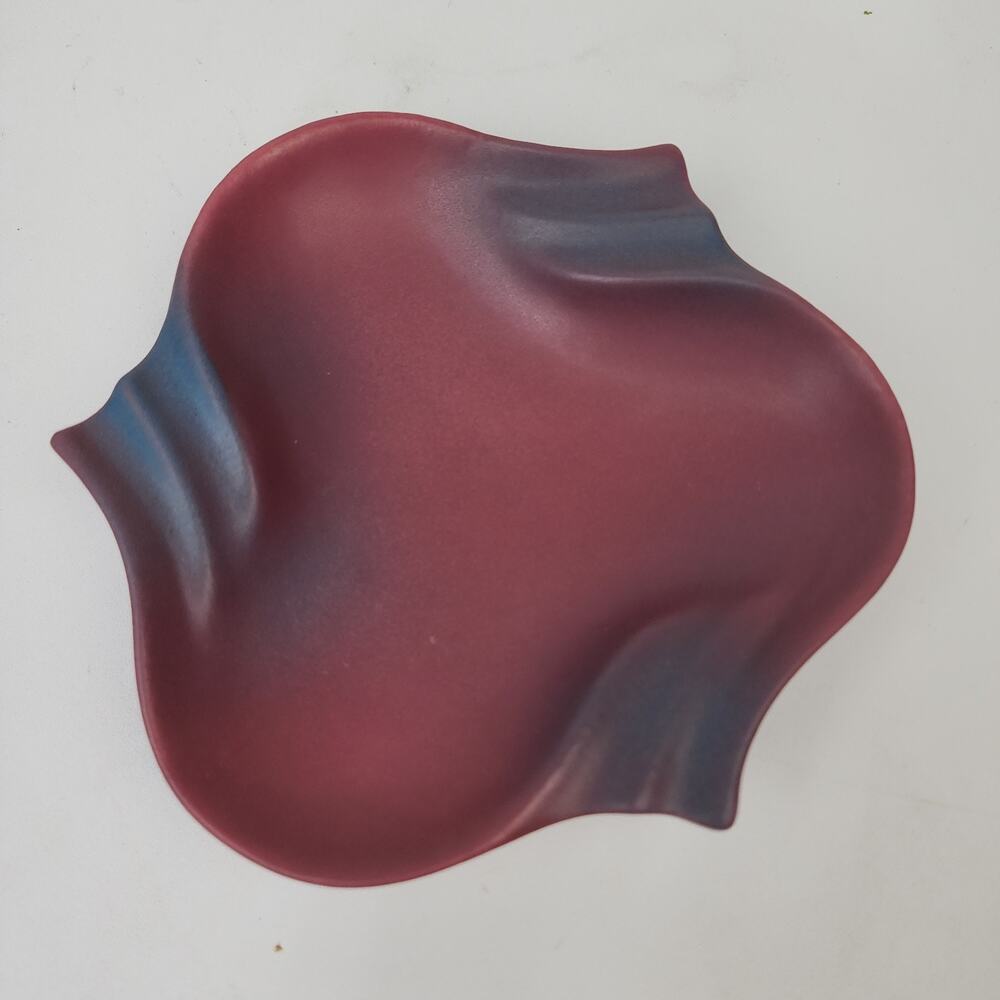 Van Briggle Signed Art Deco Pottery Ashtray 39 Dish Red Blue Muted Glaze